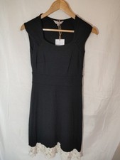 Pepperberry Dress Womens Black White monochrome Lace Hem Trim Curvy/Really UK 8