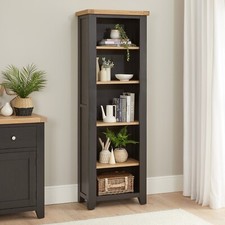 Cheshire Black Painted Oak Tall Narrow Bookcase - Living room Office Furniture