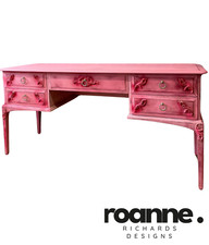 SOLD*********Red Painted Hot Pink Vintage Boutique Stag Dressing Table Desk