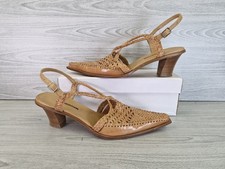 PONS QUINTANA Pointed Toe All Leather Woven Strappy Heels Size UK 6 EU 39