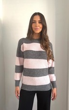 Brand New Monsoon Pastel Pink & Grey Striped Jumper Sizes 10 -20