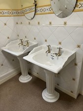 Sanitan Sink Pedestal Basin and Tap Set. Two Available