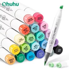 Ohuhu Honolulu 24 Colors Marker Pen Set Alcohol Art Markers Refillable Dual Tips