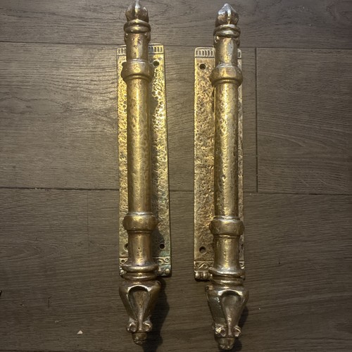 Pair large ornate brass door - brass,