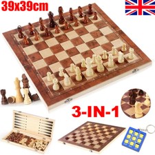 XL Large 39cm Chess Wooden Set Folding Chessboard Pieces Wood Board Chess Board