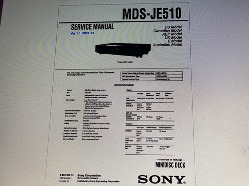 Sony mds je510 service manual - mds-je510,