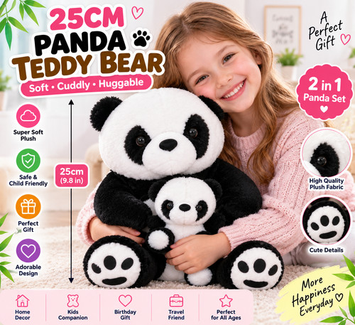 25cm large panda - 25cm, teddy