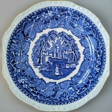 Vintage Mason's Vista Blue Ironstone Plate / Saucer 