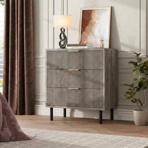 Gray fluted drawers dresser - drawers,