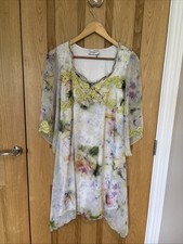 Elisa Cavaletti Ladies Summer Tunic Dress Small 10 12 Sheer Chiffon Floaty 3/4 S