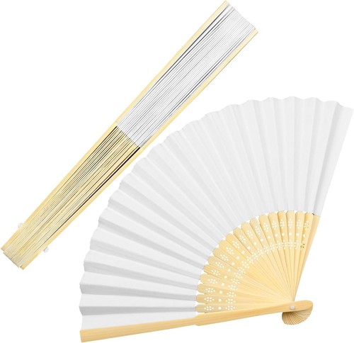2pcs folding bamboo fans - folding,