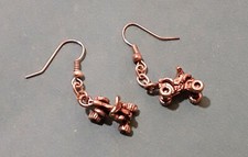 Tiny Quad Bike Motocross Moto X Drop Earring Silvertone drop earrings. Gift