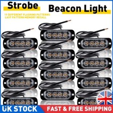 12x 4 LED Amber Recovery Strobe Flashing Grille Light Lightbar Truck Beacon Lamp