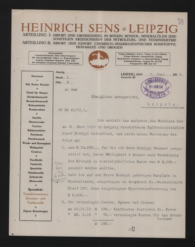 Leipzig letter 1916 heinrich - leipzig,,