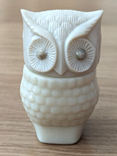 Vtg AVON Moonwind Cream Sachet Ivory Owl Bottle 1970's Milk Glass Jar Ornamental