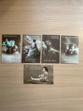 5 Vintage Antique Hand Coloured Photo Christmas/New Year Postcards 1916-1918