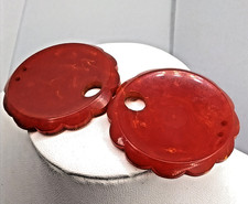 Antique Cherry Amber Bakelite Flat Buttons Or Sash Buckle