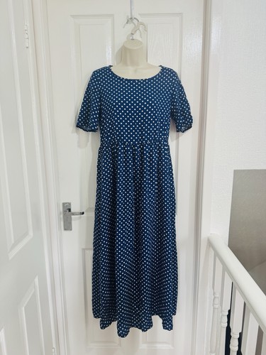 Blue white polka dot maxi - white,