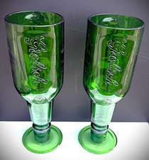 VINTAGE PAIR GROLSCH BEER GLASSES MADE FROM RECYCLED BOTTLES limited edition 