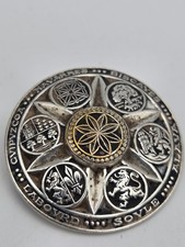 vintage Basque provinces Heraldic shield brooch pin signed ORITZA
