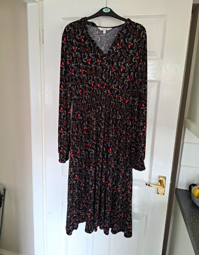 Apricot black floral midi - apricot,