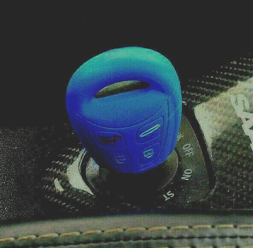 Blue silicone key fob cover - blue,