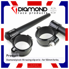Diamond - Lightweight Clip On Handlebars - 50mm - For Suzuki GSXR750 - 2012-2013