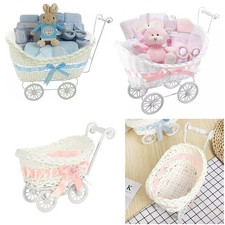 Blue Pink Baby Pram Wicker