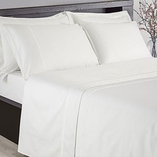 King 100% Cotton Percale Duvet Cover Set 300TC Hotel Quality White Trim