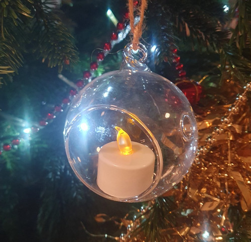 Hanging glass tea light - hanging, holder