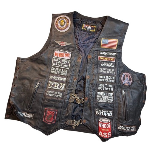 Leather biker vest patches - biker,