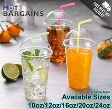 Disposable Plastic Cups with Dome Lids Milkshake and Dessert Takeaway Reusable