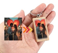 PERSONALISED Photo Keyring ANY PICTURE Custom Keychain DOUBLE SINGLE SIDE PRINT