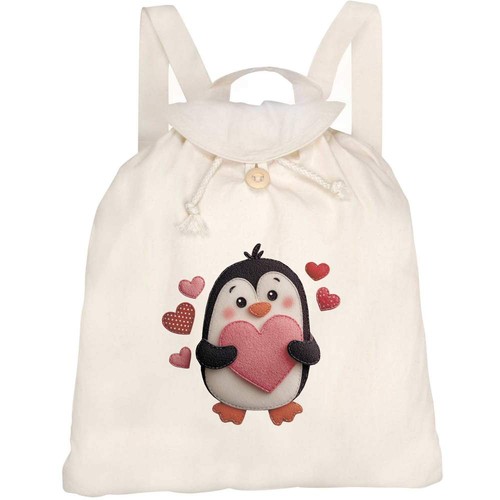 Penguin holding heart canvas - holding,