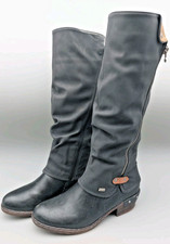 Reiker Knee Black Boots Faux Fur Lining Small Heel Size 6UK/39EU (M27)