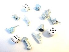 9 x Monopoly Figures - 3 x Dice - Vintage 1970's - Boot Hat Dog Ship Barrow Etc