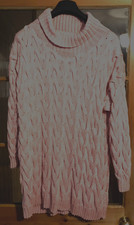 Vintage Hand Knit Patricia Roberts Cabled Sweater Oversized Rose Pink Cotton