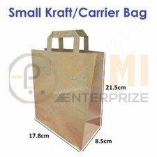 20 X SMALL BROWN BAG SOS PAPER CARRIER BAGS WITH HANDLES FOR FOOD SANDWICH LUNCH