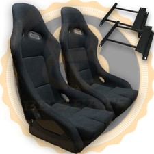 Pair BB5 LARGE Racing Fibreglass Bucket Seat + Side Mounts & Runners BMW E36 E46