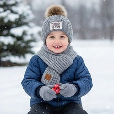 Grey Kids Thermal Winter Hat