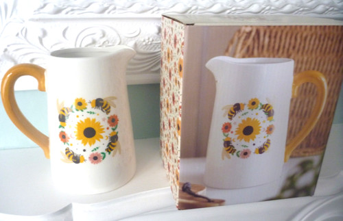 Summer bee jug shaped vase - bee,