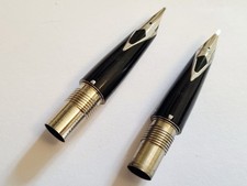 2 Sheaffer Imperial 440 Black/Steel Nibs 1 x Left Oblique & 1 x Broad  Mint