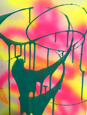 Rossi Andrea Original Painting Street Art Neon Yellow Spray Paint Graffiti D13