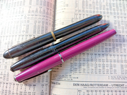 Three english fountain pens - three,