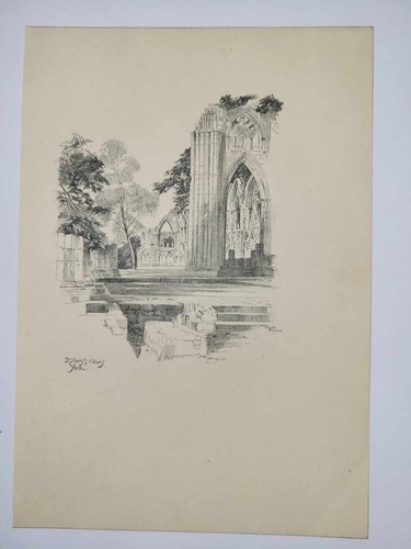 Antique pencil drawing print - antique,