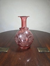 Vintage cranberry glass footed - glass,