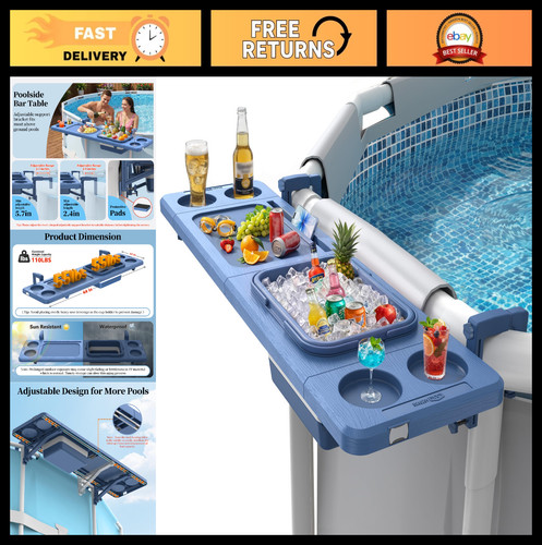 Adjustable poolside bar - poolside, table