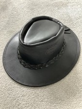 The Original Rogue Leather Bush Hat Black Size Small 54cm To 55cm