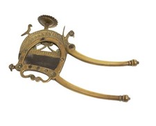Antique North West Indian Brass Betel Nut Cutter with Peacock & Steel Blade