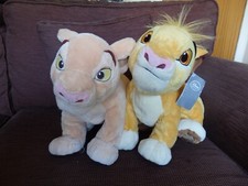 LARGE DISNEY STORE LION KING SIMBA & NALA CUBS SUPER SOFT BEANIE PLUSH TOYS